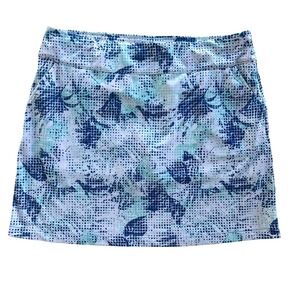 Coral Bay Golf Women's L Blue Teal White Geometric Tropical Print Athletic Skort